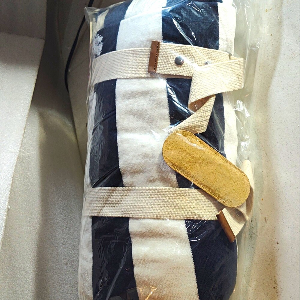 Business & Pleasure Co. Navy/White Striped Cotton Blanket Throw 36 x 70 in  1282